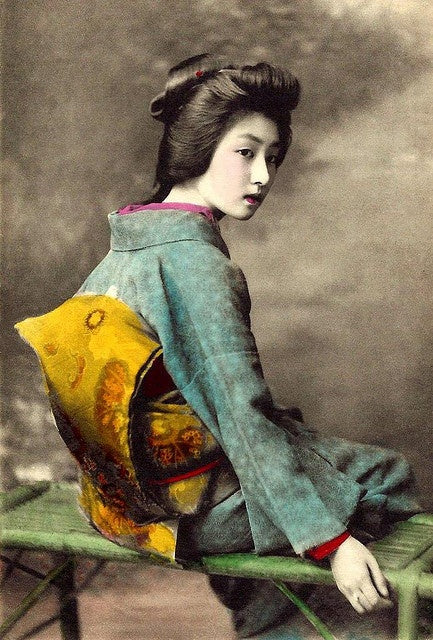 Okami Lifestyle Japanese Parfum Japan Culture Reference, Woman in traditional Japanese attire with a colorful kimono