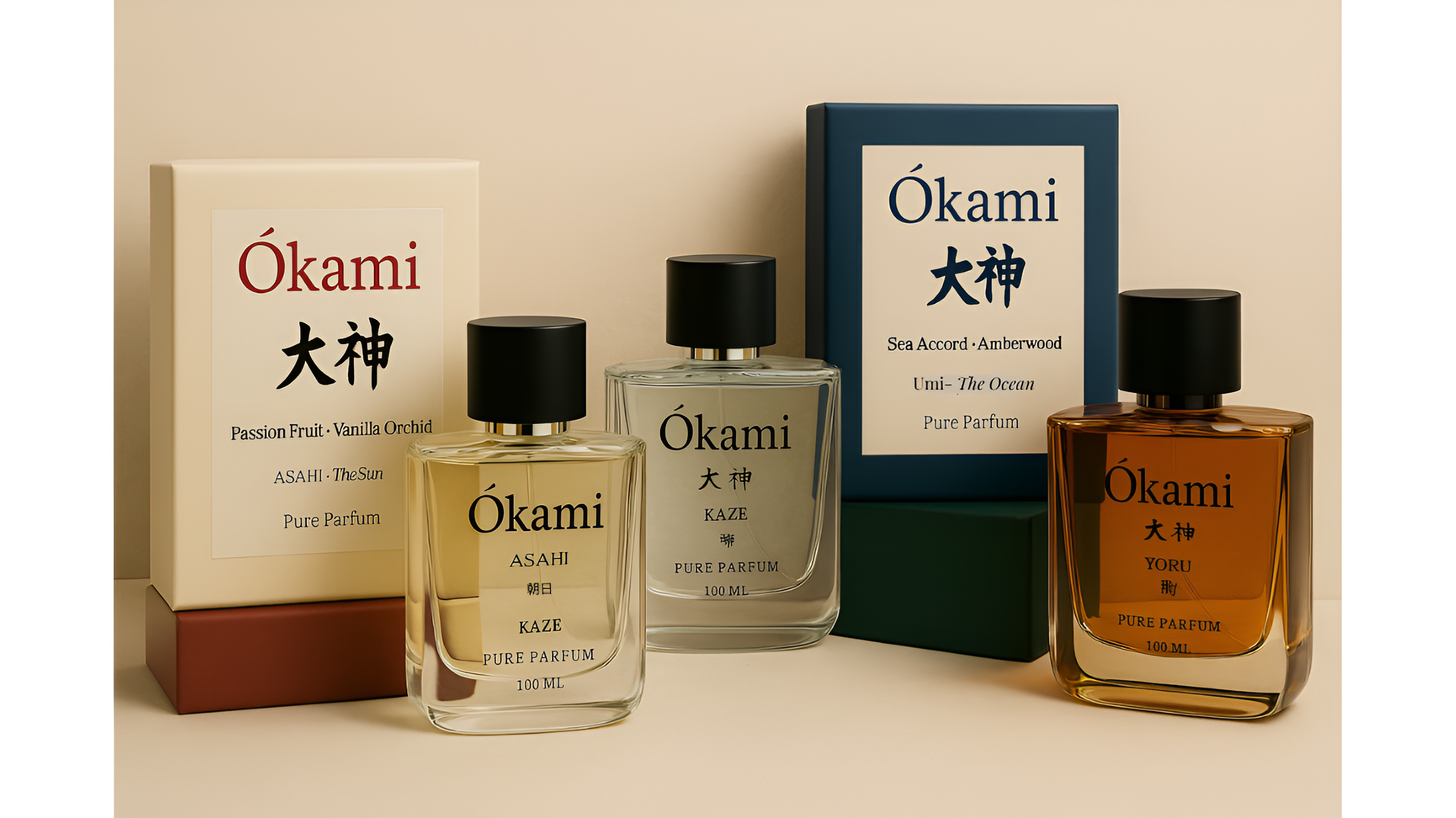 Collection of Ókami Japanese Perfume Bottles